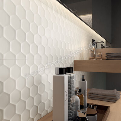  Marca Corona 4D White 40x80 cm Wandfliese 3D Hexagon Matt Strukturiert Naturale D729 | 583294