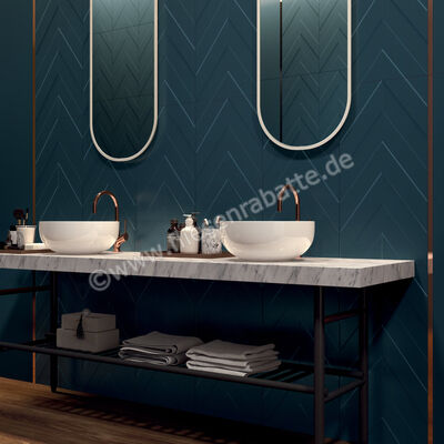 Marca Corona 4D Deep Blu 40x80 cm Wandfliese 3D Chevron Matt Strukturiert Naturale D734 | 583321