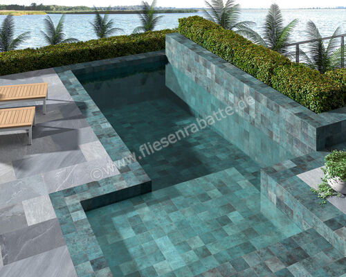  Dune Ceramica Tahiti Turquoise 14.7x14.7 cm Bodenfliese / Wandfliese Glänzend Strukturiert Glossy 188827 | 583609