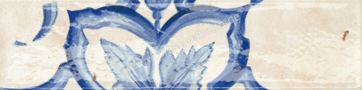  Marca Corona Miniature Fregio Blu Maiolica 6x24 cm Wandfliese Glänzend Strukturiert Lucido J368 | 584776