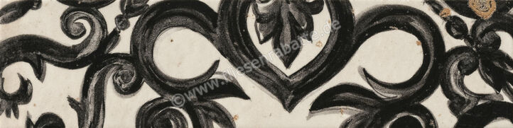  Marca Corona Miniature Fregio Nero Maiolica 6x24 cm Wandfliese Glänzend Strukturiert Lucido J369 | 584782