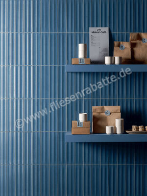  Marca Corona Miniature Rima Indigo 6x24 cm Wandfliese Glänzend Strukturiert Lucido K056 | 585649