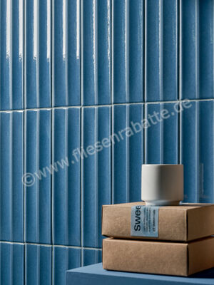  Marca Corona Miniature Rima Indigo 6x24 cm Wandfliese Glänzend Strukturiert Lucido K056 | 585652