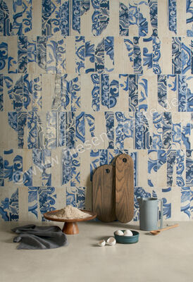  Marca Corona Miniature Fregio Blu Maiolica 6x24 cm Wandfliese Glänzend Strukturiert Lucido J368 | 585757