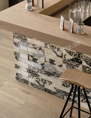  Marca Corona Miniature Fregio Nero Maiolica 6x24 cm Wandfliese Glänzend Strukturiert Lucido J369 | 585775