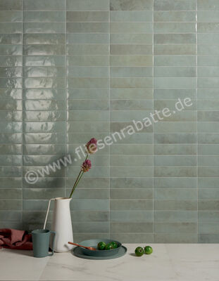  Marca Corona Miniature Soda Soda Verde Perla 6x24 cm Wandfliese Matt Strukturiert Lucido J376 | 585934