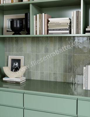  Marca Corona Miniature Soda Soda Verde Perla 6x24 cm Wandfliese Matt Strukturiert Lucido J376 | 585940