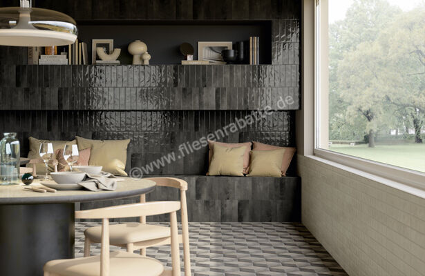  Marca Corona Miniature Soda Soda Nero Magma 6x24 cm Wandfliese Matt Strukturiert Lucido J382 | 586033