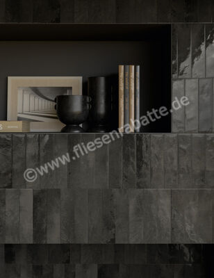  Marca Corona Miniature Soda Soda Nero Magma 6x24 cm Wandfliese Matt Strukturiert Lucido J382 | 586036