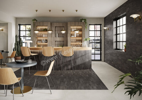  Marca Corona Miniature Fornace Nero Fumo 6x24 cm Wandfliese Matt Strukturiert Naturale J407 | 586039