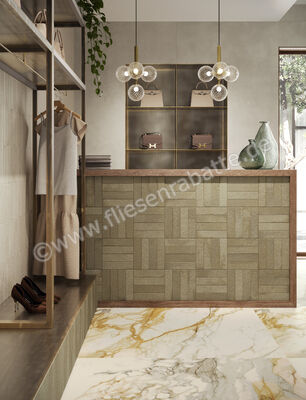  Marca Corona Miniature Fornace Verde Muschio 6x24 cm Wandfliese Matt Strukturiert Naturale J412 | 586114