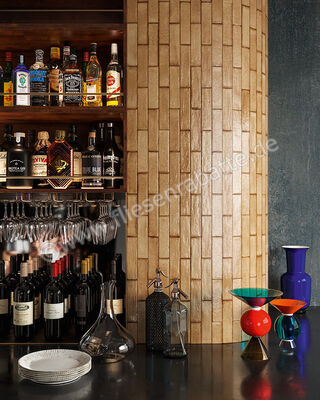  Sant Agostino Tetris Sienna 5x20 cm Wandfliesen Glänzend Strukturiert Lucida CSATETSL05 | 593959