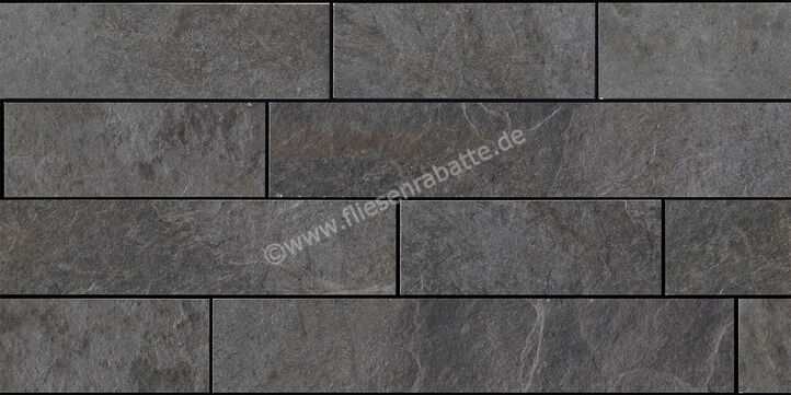 Kronos Ceramiche Rocks Silver Black 30x60 cm Bricks Matt Strukturiert Naturale KRO7446 | 59551