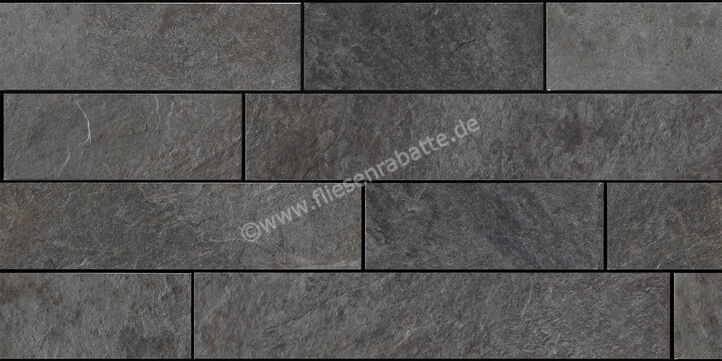 Kronos Ceramiche Rocks Silver Black 30x60 cm Bricks Matt Strukturiert Naturale KRO7446 | 59557