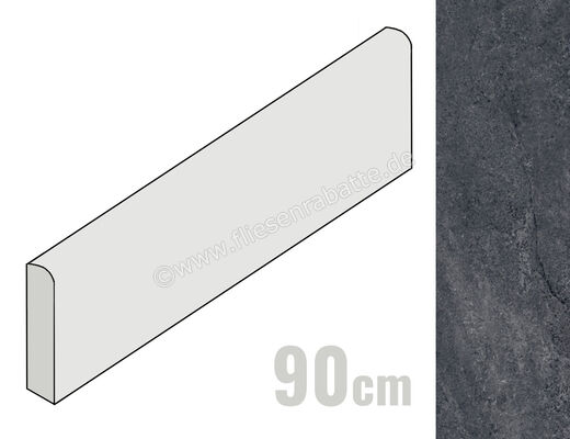  Sant Agostino Bergstone Black 7.3x90 cm Sockel Matt Strukturiert Naturale CSABBEBL90 | 595975