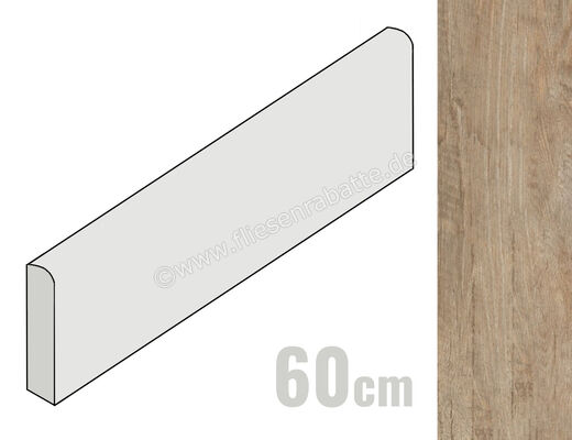  Sant Agostino Yorkwood Walnut 7.3x60 cm Sockel Matt Eben Naturale CSABYOWA60 | 596653