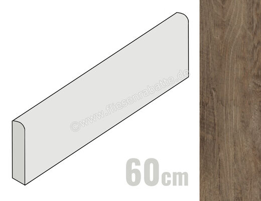  Sant Agostino Yorkwood Brown 7.3x60 cm Sockel Matt Eben Naturale CSABYOBR60 | 596665