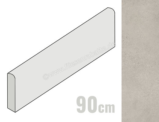  Sant Agostino Logico Cement 7.3x90 cm Sockel Matt Eben Naturale CSABLCEM90 | 601516