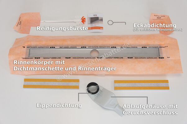 Schlüter Systems KERDI-LINE-F 40 Rinnenkörper für Duschrinne Ablauf DN 40 horizontal 90cm Edelstahl V4A Höhe: 60 mm Länge: 0,9 m KLF40GE90 | 6163