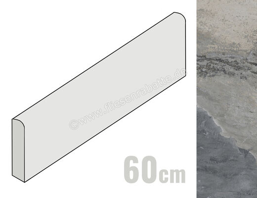  Sant Agostino Metastone Fog 7.3x60 cm Sockel Matt Eben Naturale CSABMEFO60 | 617947