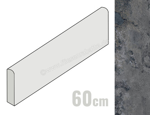  Sant Agostino Metastone Night 7.3x60 cm Sockel Matt Eben Naturale CSABMENI60 | 617953