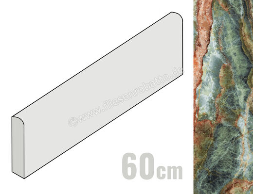  Sant Agostino Star Onyx Emerald 7.3x60 cm Sockel Glänzend Eben Krystal CSABSOEY60 | 619099