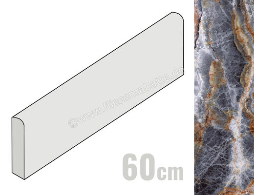  Sant Agostino Star Onyx Indigo 7.3x60 cm Sockel Glänzend Eben Krystal CSABSOIY60 | 619102