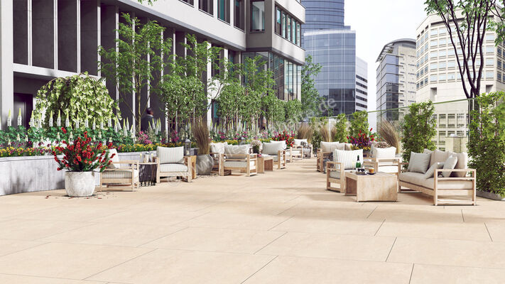  ceramicvision Naturalis Outdoor Beige 60x60x2 cm Terrassenplatte Matt Eben Satinato CV2019 | 639652