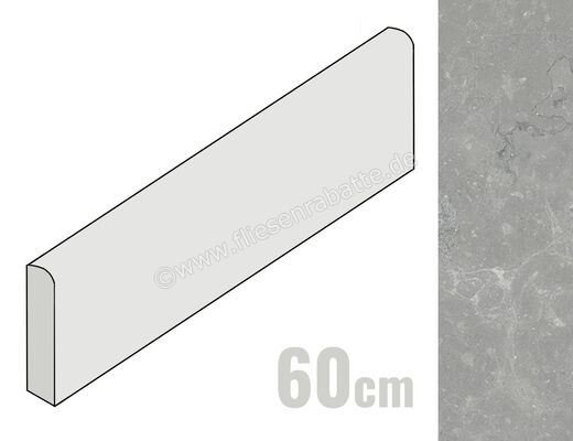  Coem Lagos Concrete 7.5x60 cm Sockel Glänzend Strukturiert Lucidato OSB600L | 649426