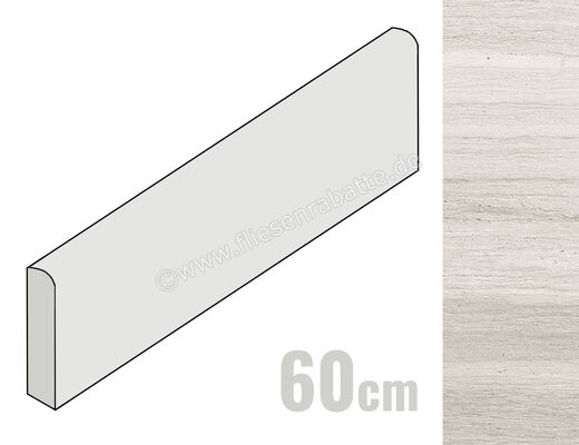  Coem Flow Light Grey 7.5x60 cm Sockel Glänzend Strukturiert Lappato SKB603L | 649552