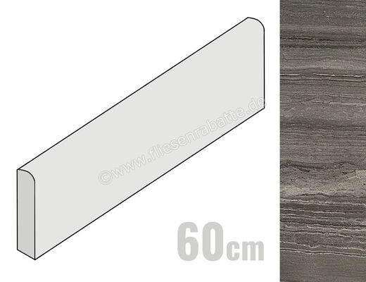  Coem Flow Dark Grey 7.5x60 cm Sockel Matt Strukturiert Naturale SKB607R | 649555