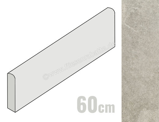  Coem Kavastone Greige 7.5x60 cm Sockel Matt Strukturiert Naturale KSB603R | 652373