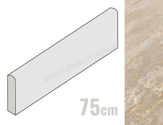  Coem Soap Stone Greige 7.5x75 cm Sockel Glänzend Eben Lucidato SOB752L | 654215