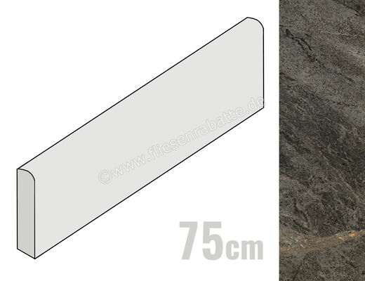  Coem Soap Stone Black 7.5x75 cm Sockel Glänzend Eben Lucidato SOB757L | 654227