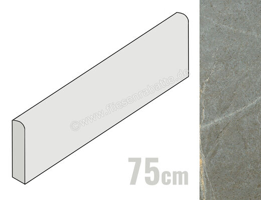  Coem Soap Stone Green 7.5x75 cm Sockel Matt Eben Naturale SOB758R | 654236