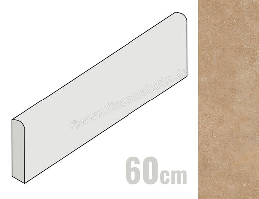  Sant Agostino Duo Back Caramel 7.3x60 cm Sockel Matt Eben Naturale CSABADBC60 | 658327