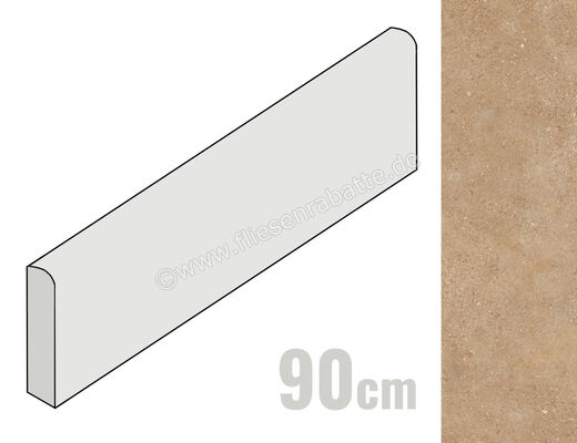  Sant Agostino Duo Back Caramel 7.3x90 cm Sockel Matt Eben Naturale CSABADBC90 | 658330