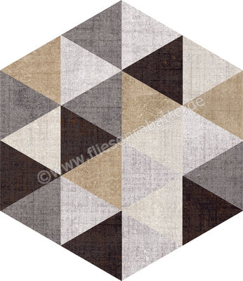  Marca Corona Textile Mehrfarbig 21.6x25 cm Bodenfliese / Wandfliese Esagona Triangle Mix Matt Strukturiert Naturale D627 | 669358