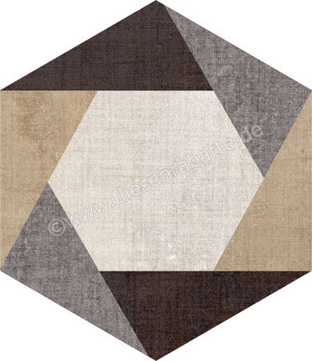  Marca Corona Textile Mehrfarbig 21.6x25 cm Bodenfliese / Wandfliese Mix Esagona Versione C Matt Strukturiert Naturale D629 | 669403