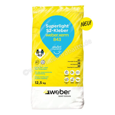  Weber Saint-Gobain weber.xerm 843 Hochflexibler Comfort-Fliesenkleber S2-Norm 12,5 kg Foliensack grau 430358 | 669559