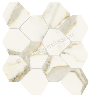  Marca Corona Scultorea Calacatta Oro Fino 35.6x44.2 cm Mosaik Tessere Rombo Glänzend Eben Reflex J562 | 674092