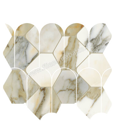  Marca Corona Scultorea Calacatta Vena Antica 35.6x44.2 cm Mosaik Tessere Rombo Glänzend Eben Reflex J563 | 674095