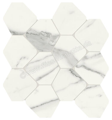  Marca Corona Scultorea Statuario Vena Argento 35.6x44.2 cm Mosaik Tessere Rombo Glänzend Eben Reflex J564 | 674098
