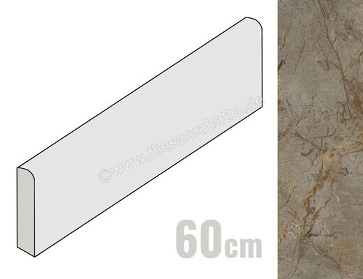 Marca Corona Scultorea River Grey 7.2x60 cm Sockel Glänzend Eben Reflex J506 | 674890
