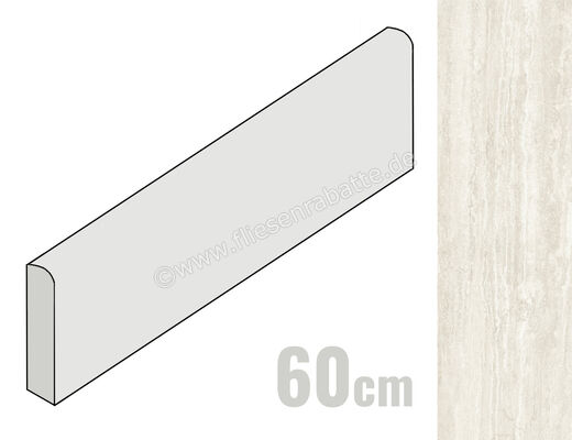  Marca Corona Scultorea Delicata Travertino Bianco 7.2x60 cm Sockel Matt Eben Naturale K296 | 675505