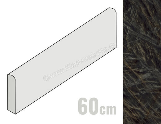  Emilceramica Tele Di Marmo Crystal Vitrum Black 7x60 cm Sockel Matt Eben Silktech ENX7 | 677284