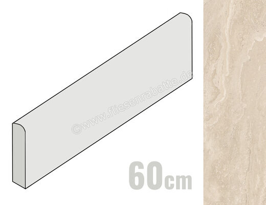 Emilceramica Dual Travertine Beige Poro Chiuso 7x60 cm Sockel Matt Eben Silktech ENTL | 677419