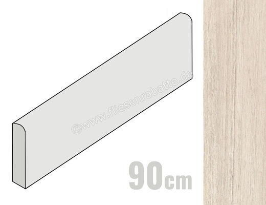  Emilceramica Sleekwood White 7x90 cm Sockel Matt Strukturiert Naturale EF1R | 678049