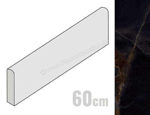  Emilceramica Tele Di Marmo Onyx Onyx Black 7x60 cm Sockel Glänzend Eben Full Lappato EL01 | 678212
