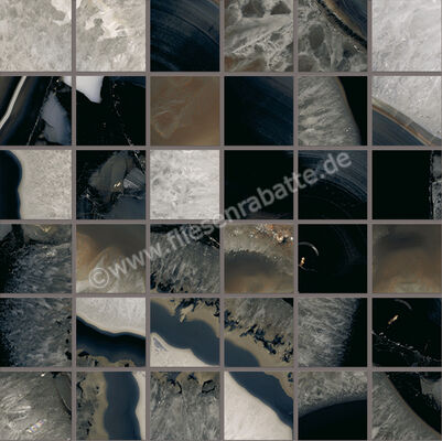  Emilceramica Tele Di Marmo Precious Agate Black 30x30 cm Mosaik 5x5 Glänzend Eben Full Lappato EM4V | 678473